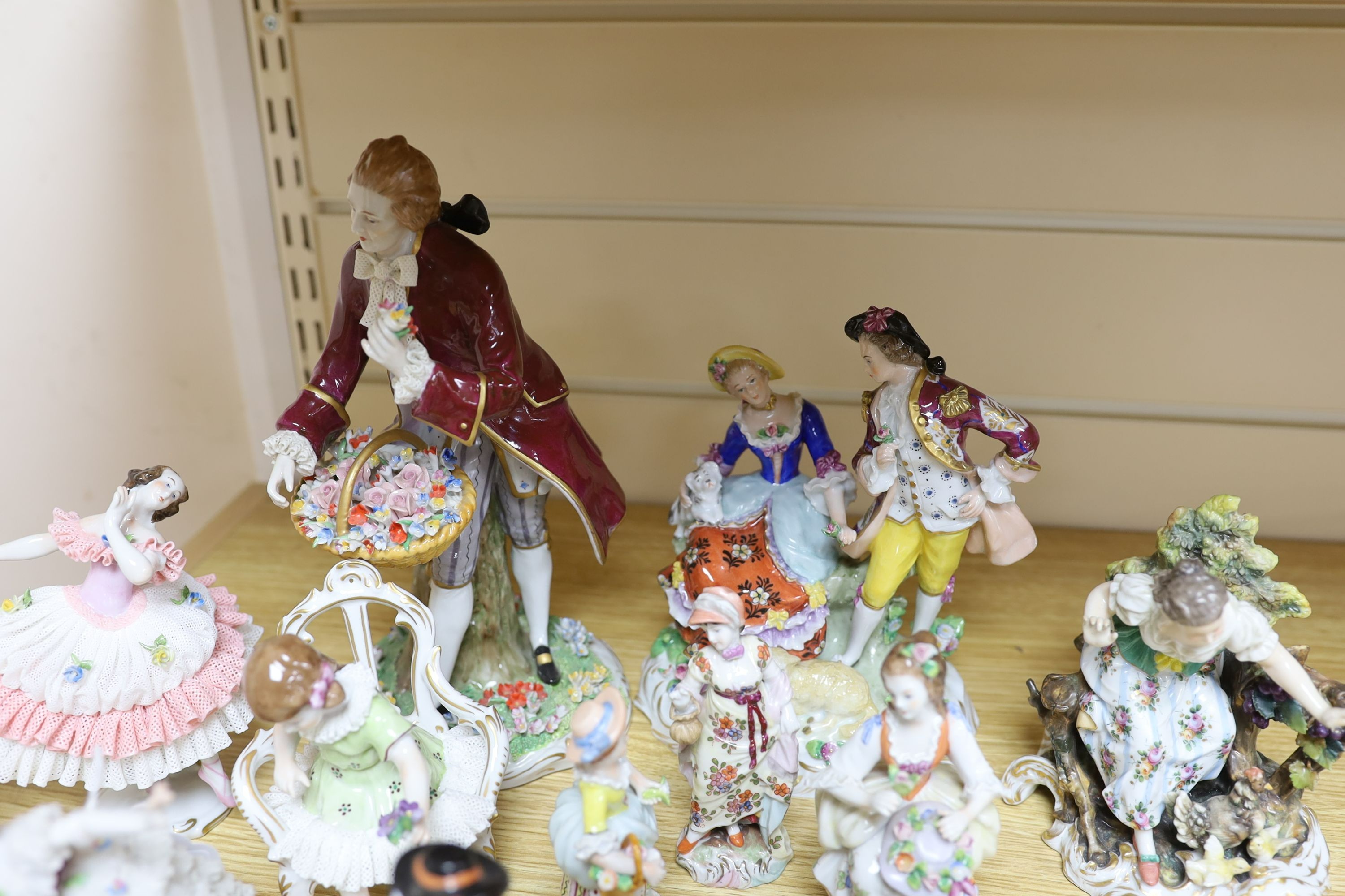 A group of Continental porcelain figurines